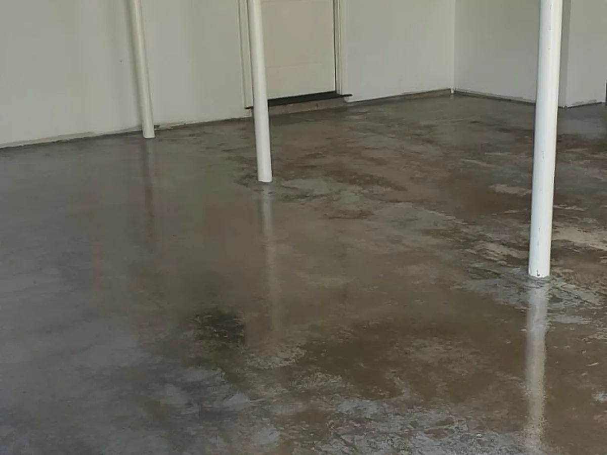 Garage floor before coating